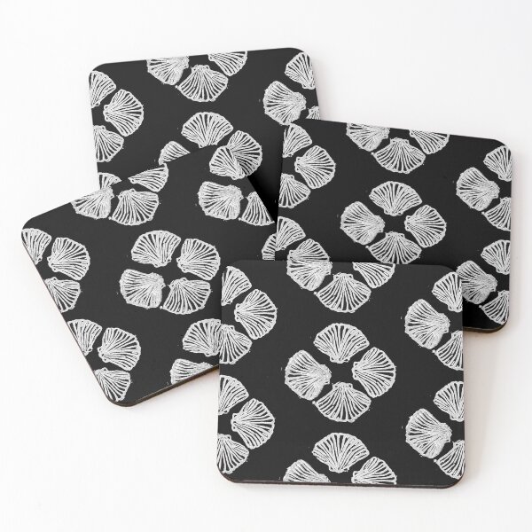 Item preview, Seashells, clover patterned, black and white designed and sold by Anna Effenberger Art.