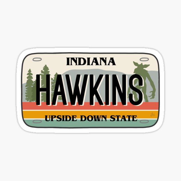 Hawkins Indiana License Plate Sticker