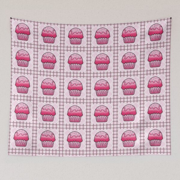 Item preview, The Strawberry Cupcake design in pink seamless pattern designed and sold by MyMemoriesArts.