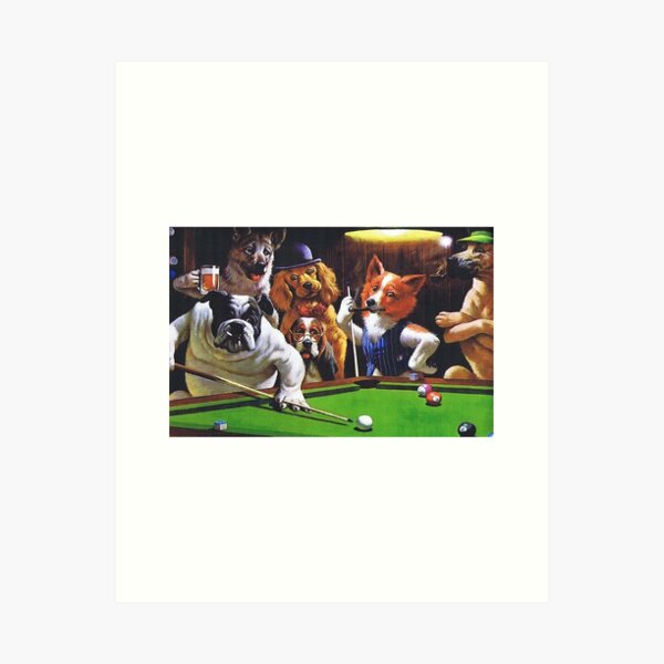 Item preview, Dogs Playing Pool designed and sold by PegeenWarm.