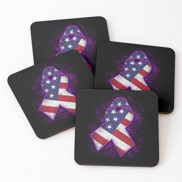 Aperçu de l'œuvre Drapeau de sensibilisation à la maladie d'Alzheimer American Alzheimers Awareness Peach Ribbon Warrior créée et vendue par OtiliaNikolaus.