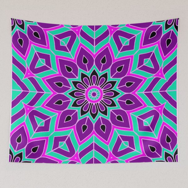 Item preview, Hot Pink Cyan Mandala Flower designed and sold by roseglasses.
