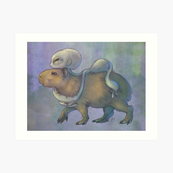 Grey and Capybara Art Print