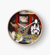 Dogs Playing Settlers of Catan Clock