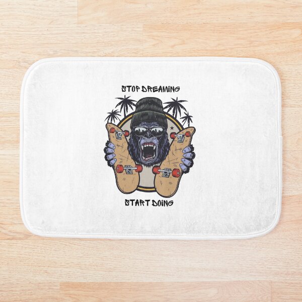 Artikelvorschau, Skateboard-Gorilla mit Beanie-Mütze und Sonnenbrille Hör auf zu träumen, fang an zu tun entworfen und verkauft von CreativeCranium.