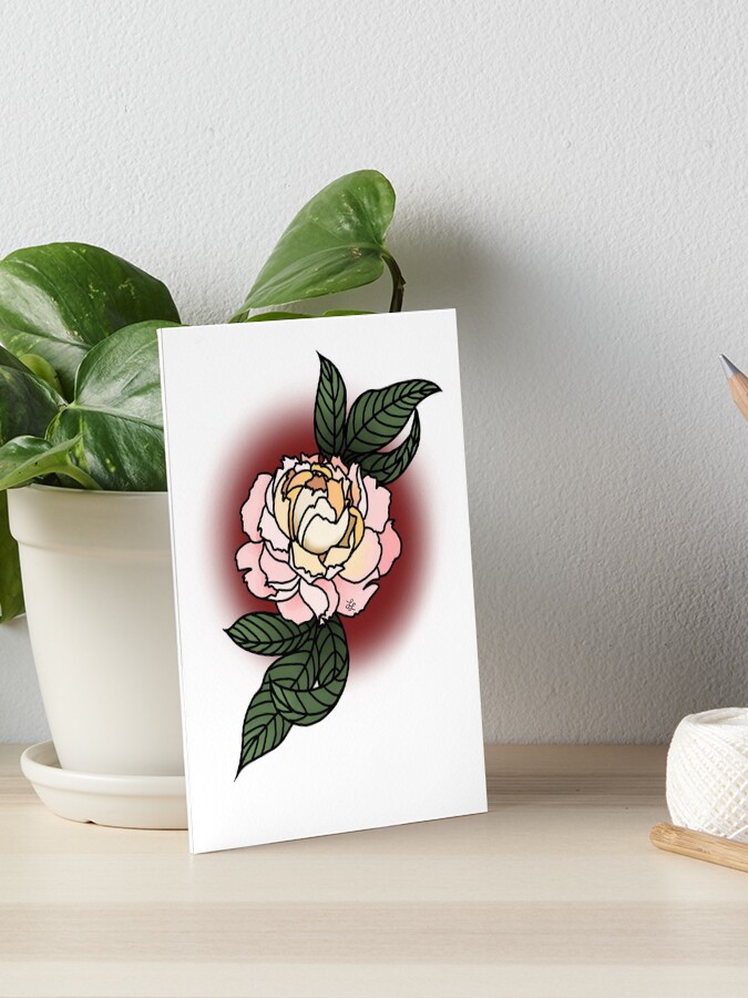 Traditionelle Pfingstrose Tattoo Flash Galeriedruck Von Leahbeeafofeea Redbubble