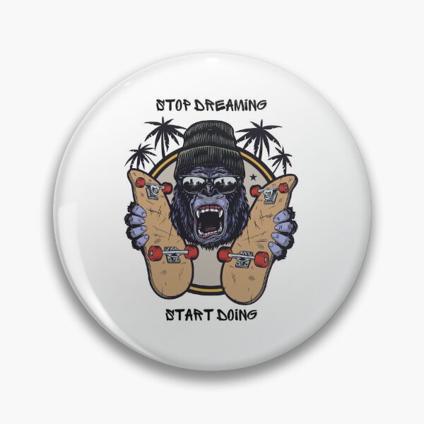 Item preview, Skateboarding Gorilla With Beanie Cap and Sunglasses Stop Dreaming Start Doing designed and sold by CreativeCranium.