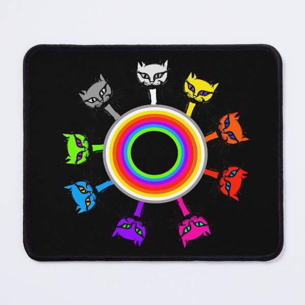 Item preview, RETRO GROOVY MULTICOLOR CATS STARING INTO A RAINBOW TABLE - JAZZ CATS BY ISKYBIBBLLE designed and sold by Iskybibblle.