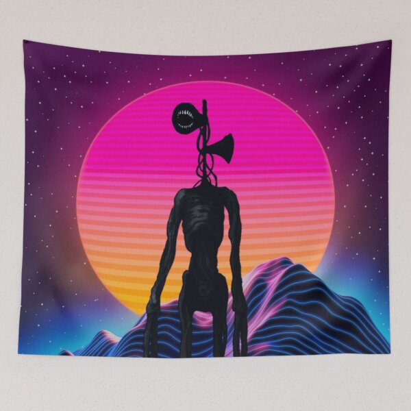 Item preview, Siren head in retro vintage neon pink purple mountain galaxy backpack  designed and sold by Nishad4.