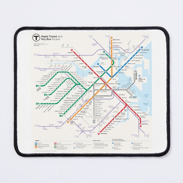 Item preview, Boston Area Transport System Map designed and sold by KALEIDOSCOPE UK.