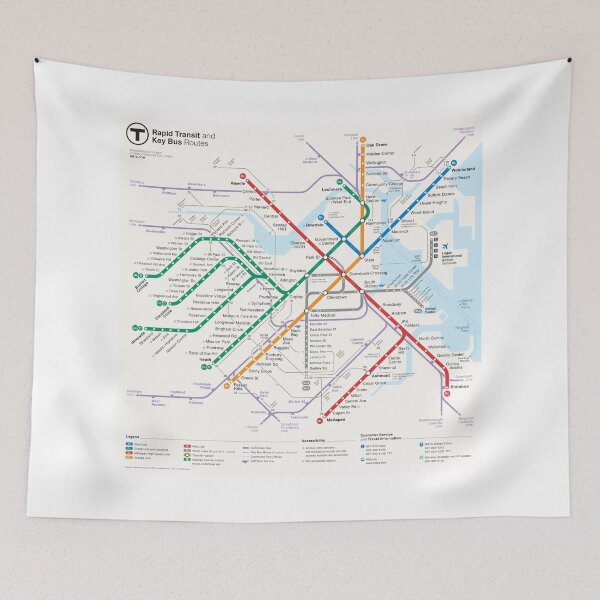 Item preview, Boston Area Transport System Map designed and sold by KALEIDOSCOPE UK.