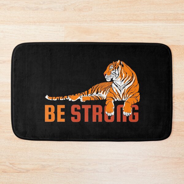 Item preview, Majestic Tiger Reminding Us To Be Strong On A Black Background designed and sold by CreativeCranium.