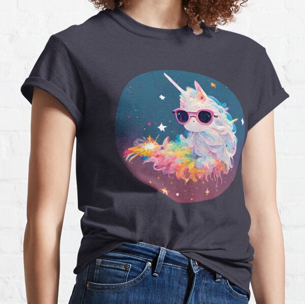 Einhorn mit Sonnenbrille im Weltraum Classic T-Shirt