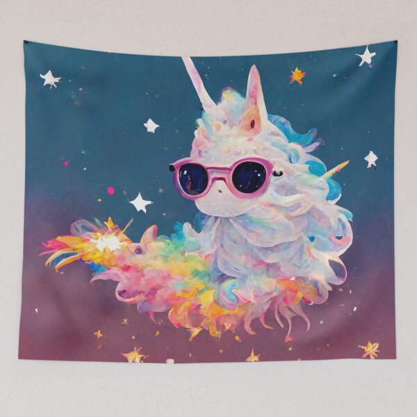 Item preview, Unicorn Wearing Sunglasses in Space designed and sold by MythicPrompts.