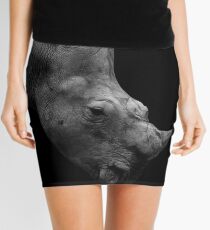 Rhino Black and White Portrait Mini Skirt