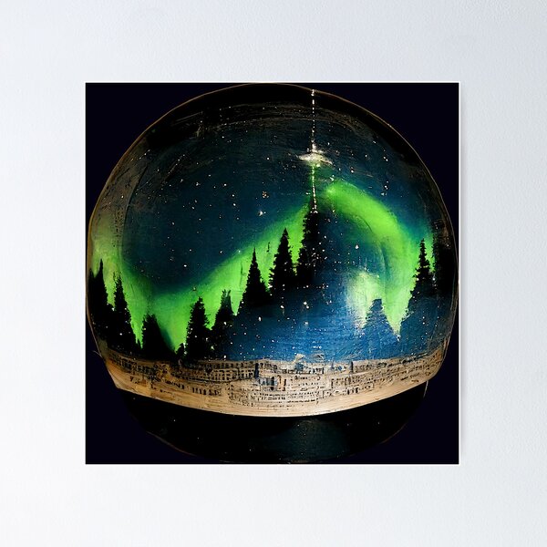 Northern Lights Snow Globe (Fishing Variant) Canvas Print for