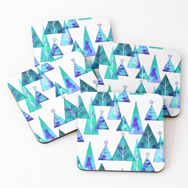 Item preview, Blue Watercolor Christmas Trees designed and sold by Carolina Diaz.