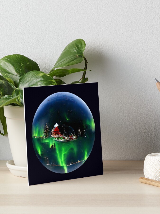 Northern Lights Snow Globe (Fishing Variant) | Art Board Print