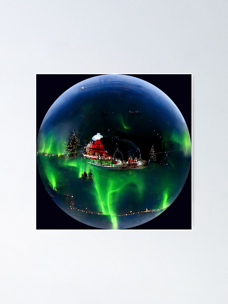 Northern Lights Snow Globe (Fishing Variant) | Poster