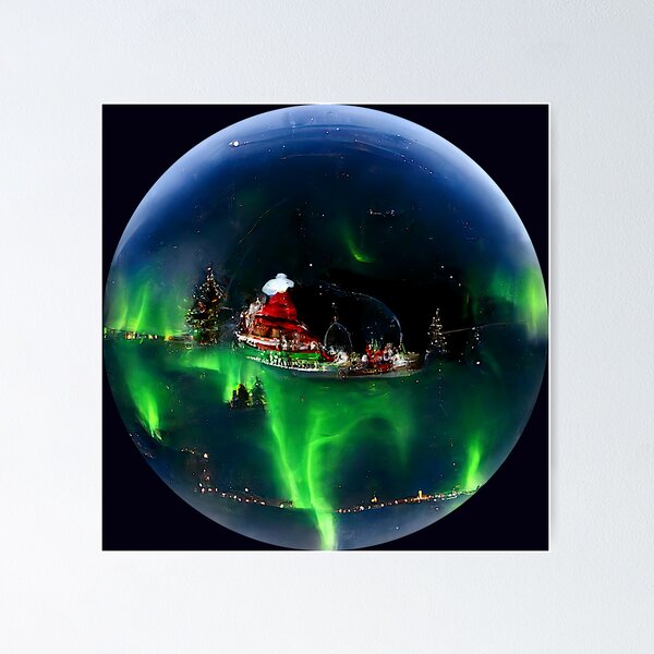 Northern Lights Snow Globe (Fishing Variant) Poster for Sale by A Jay