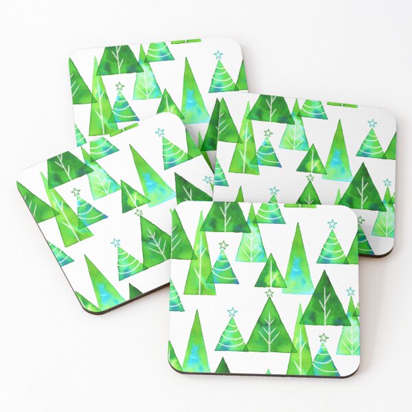 Item preview, Green Watercolor Christmas Trees designed and sold by Carolina Diaz.