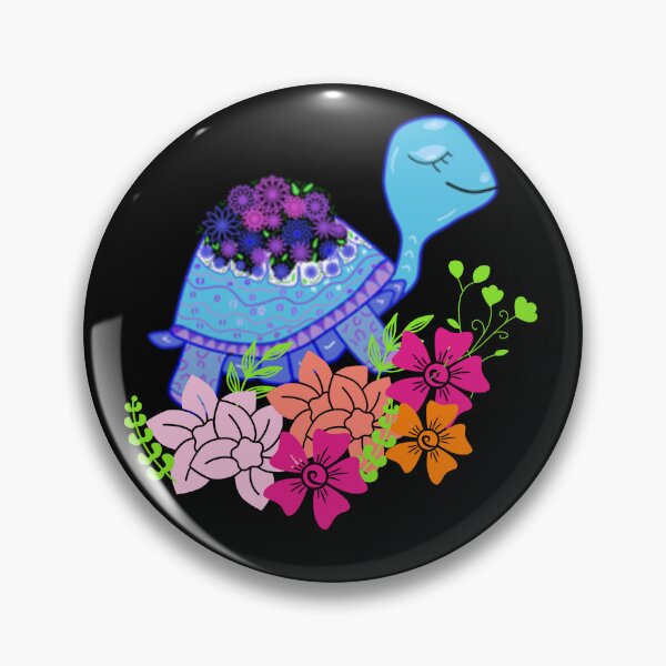 Item preview, turtle with flowers designed and sold by time-to-relax.