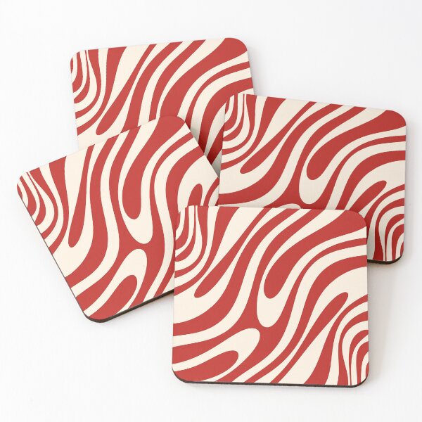 Item preview, Wavy Loops Retro Abstract Pattern Red and Almond Cream designed and sold by kierkegaard.