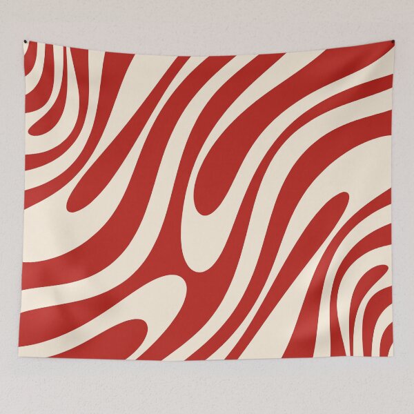 Item preview, Wavy Loops Retro Abstract Pattern Red and Almond Cream designed and sold by kierkegaard.