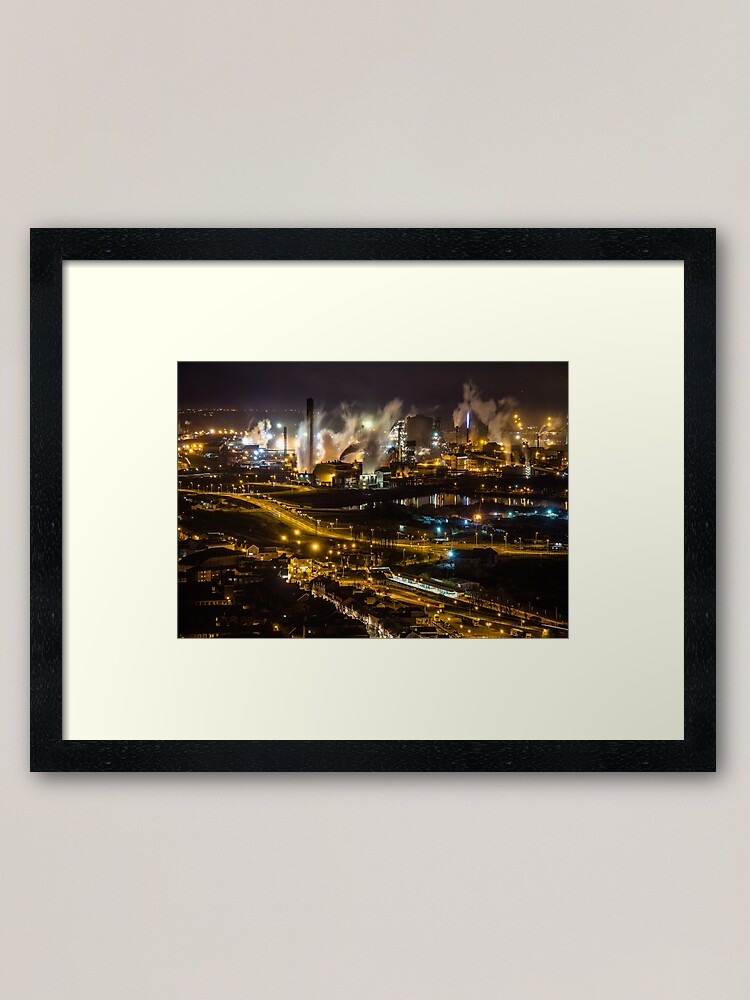 The Beast In The Night Port Talbot Steelworks South Wales Framed Art Print By Simplymrhill Redbubble