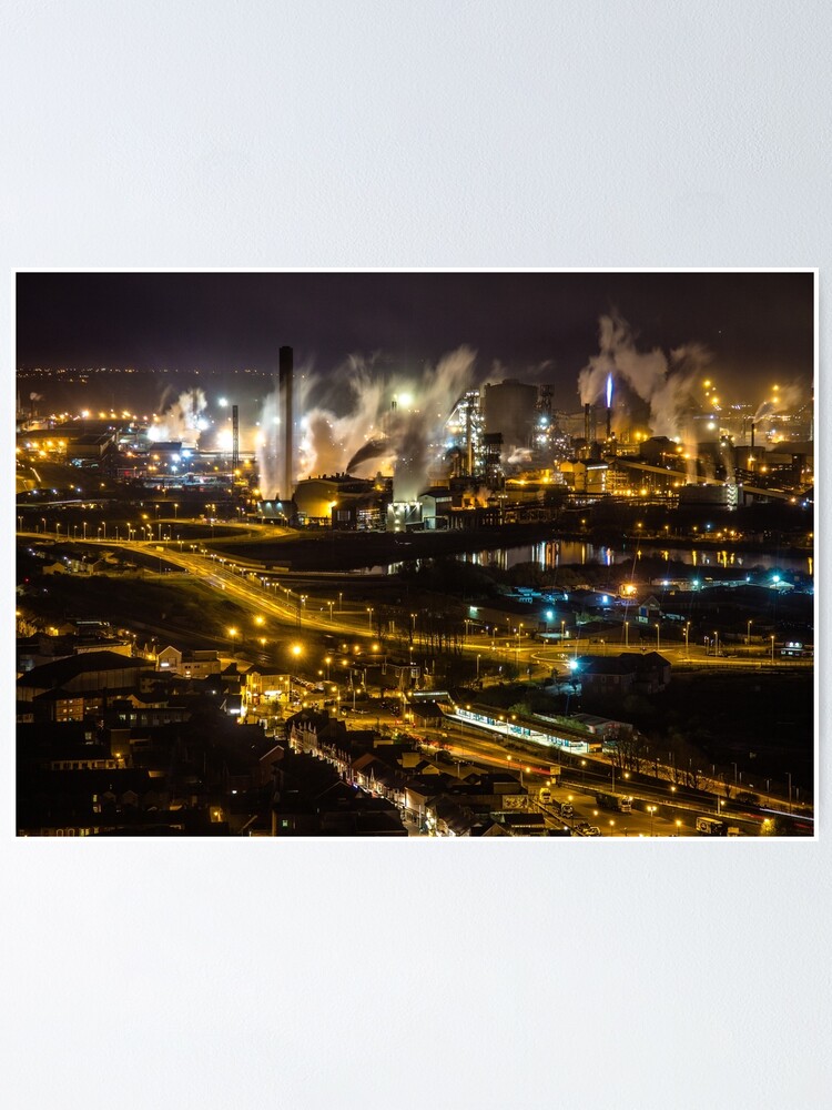 The Beast In The Night Port Talbot Steelworks South Wales Poster By Simplymrhill Redbubble