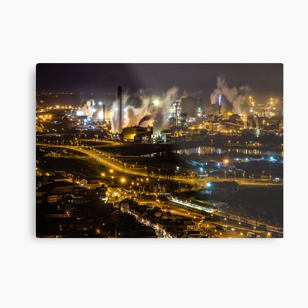 The Beast in the Night - Port Talbot Steelworks, South Wales Metal Print