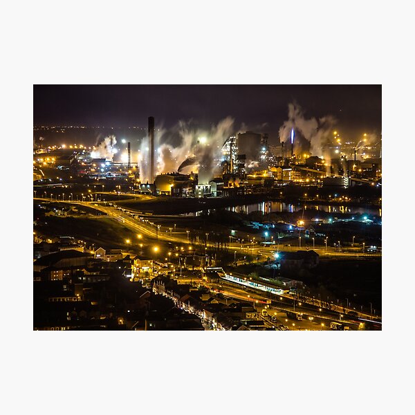 The Beast in the Night - Port Talbot Steelworks, South Wales Photographic Print