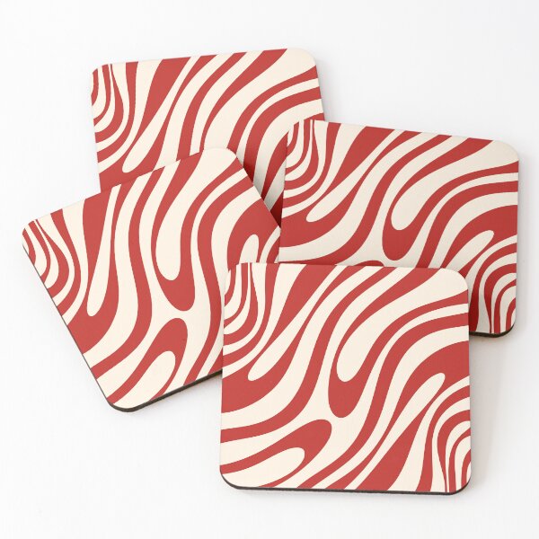 Item preview, Wavy Loops Retro Abstract Pattern in Red and Almond Cream designed and sold by kierkegaard.