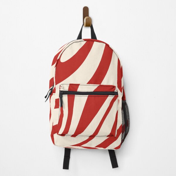 Item preview, Wavy Loops Retro Abstract Pattern in Red and Almond Cream designed and sold by kierkegaard.