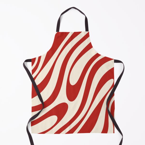 Item preview, Wavy Loops Retro Abstract Pattern in Red and Almond Cream designed and sold by kierkegaard.