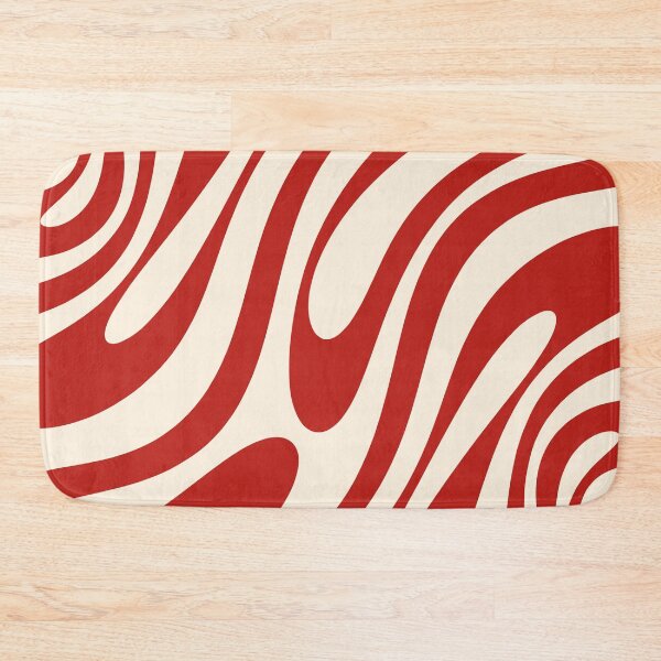 Item preview, Wavy Loops Retro Abstract Pattern in Red and Almond Cream designed and sold by kierkegaard.