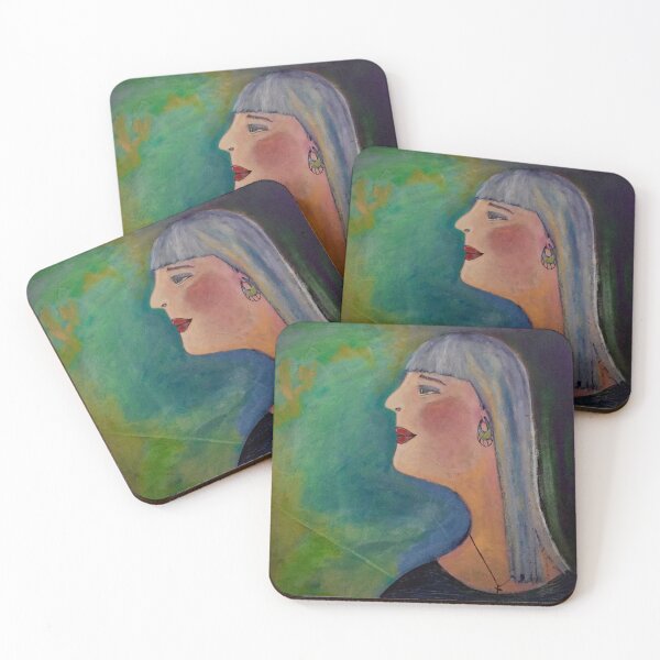 Item preview, Women With Green Earrings designed and sold by Linda Truskett Art.