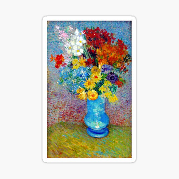 Vista previa del artículo con la obra «Flores en un jarrón azul - Vincent van Gogh», diseñado y vendido por SimpleJoyStyle.