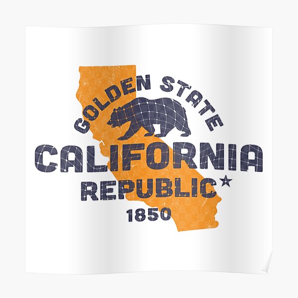 California Map Vintage Cali Love Bear  Premium Matte Vertical Poster