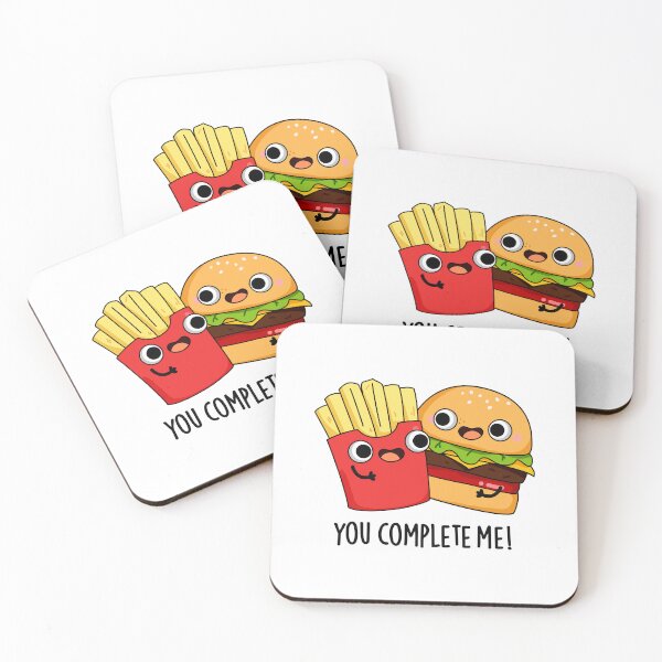 Item preview, You Complete Me Funny Burger Fries Puns  designed and sold by punnybone.
