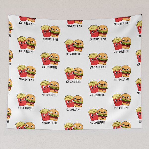 Item preview, You Complete Me Funny Burger Fries Puns  designed and sold by punnybone.