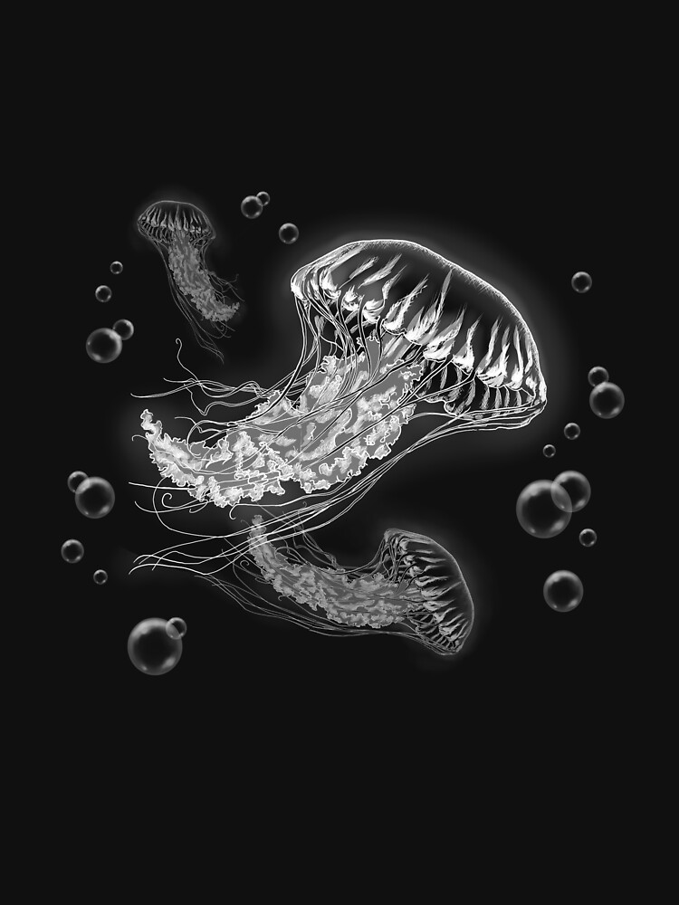 Imagen 7 de 7, Camiseta clásica con la obra Medusas - Lineart blanco sobre negro, diseñada y vendida por SuspendedDreams.
