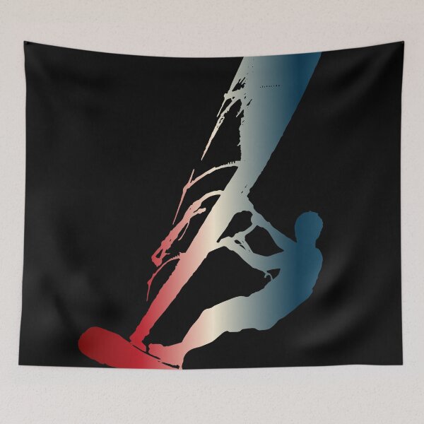 Item preview, Windsurf Forever - windsurfer silhouette cool RED BLUE gradient looking awesome on BLACK background  designed and sold by Kristina M.