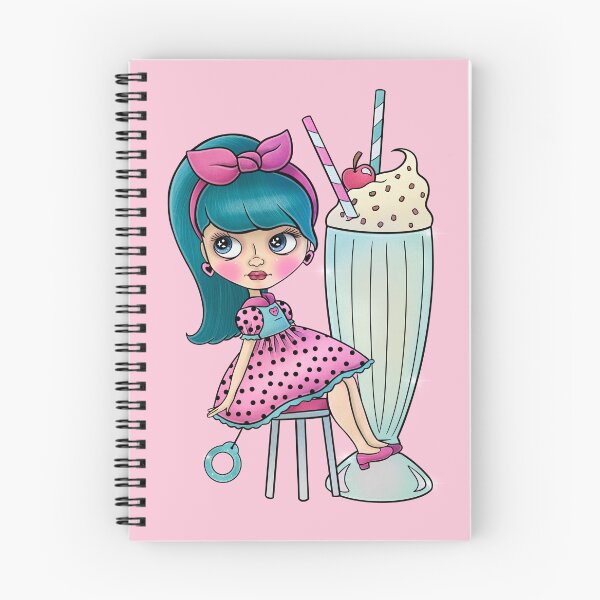 Item preview, Retro 50s Blythe Doll Girl with Milk Shake designed and sold by FreyaDraws.