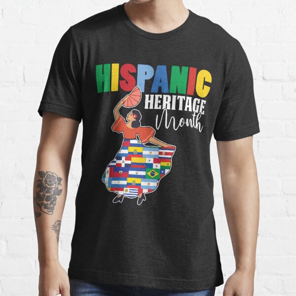 Hispanic Heritage Month Dancing Woman Latin American Flags Essential T- Shirt for Sale by ZaruckiJami