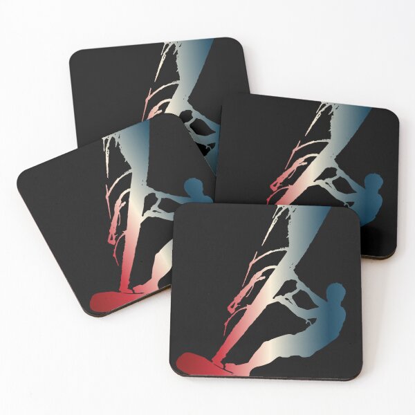 Item preview, Windsurf Forever - windsurfer silhouette cool RED BLUE gradient looking awesome on BLACK background  designed and sold by Kristina M.