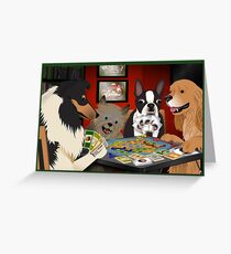 Dogs Playing Settlers of Catan Greeting Card