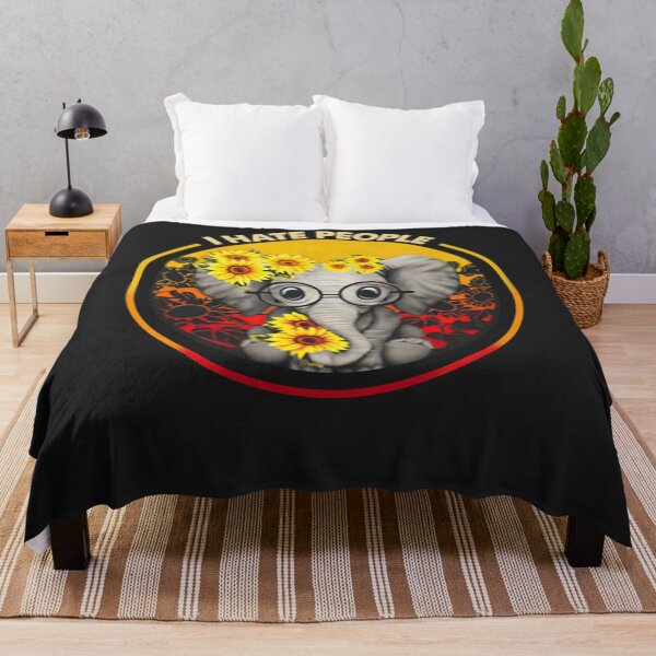 Item preview, I Hate People Hippie Sunflower Elephant Retro Vintage designed and sold by RichardxBen.