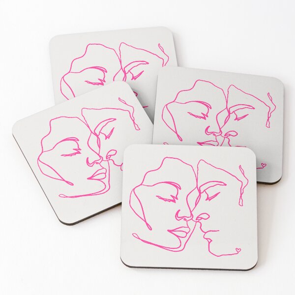 Item preview, Hot Pink Line Art Couple In Love designed and sold by TrulyEpoque.
