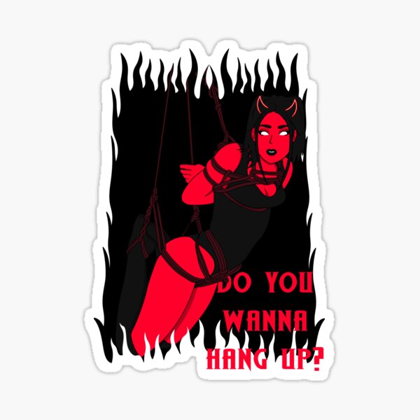 Do You Wanna Hang Up Sexy Demon Girl Illustration Sticker For Sale By Prodbynieco Redbubble 